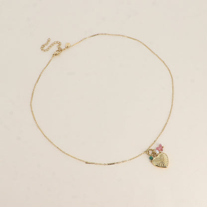 Collier - cœur strié, pierres naturelles 45+7 cm