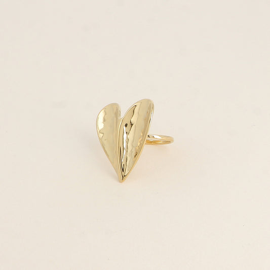 Bague - grand cœur incurvé et texturé