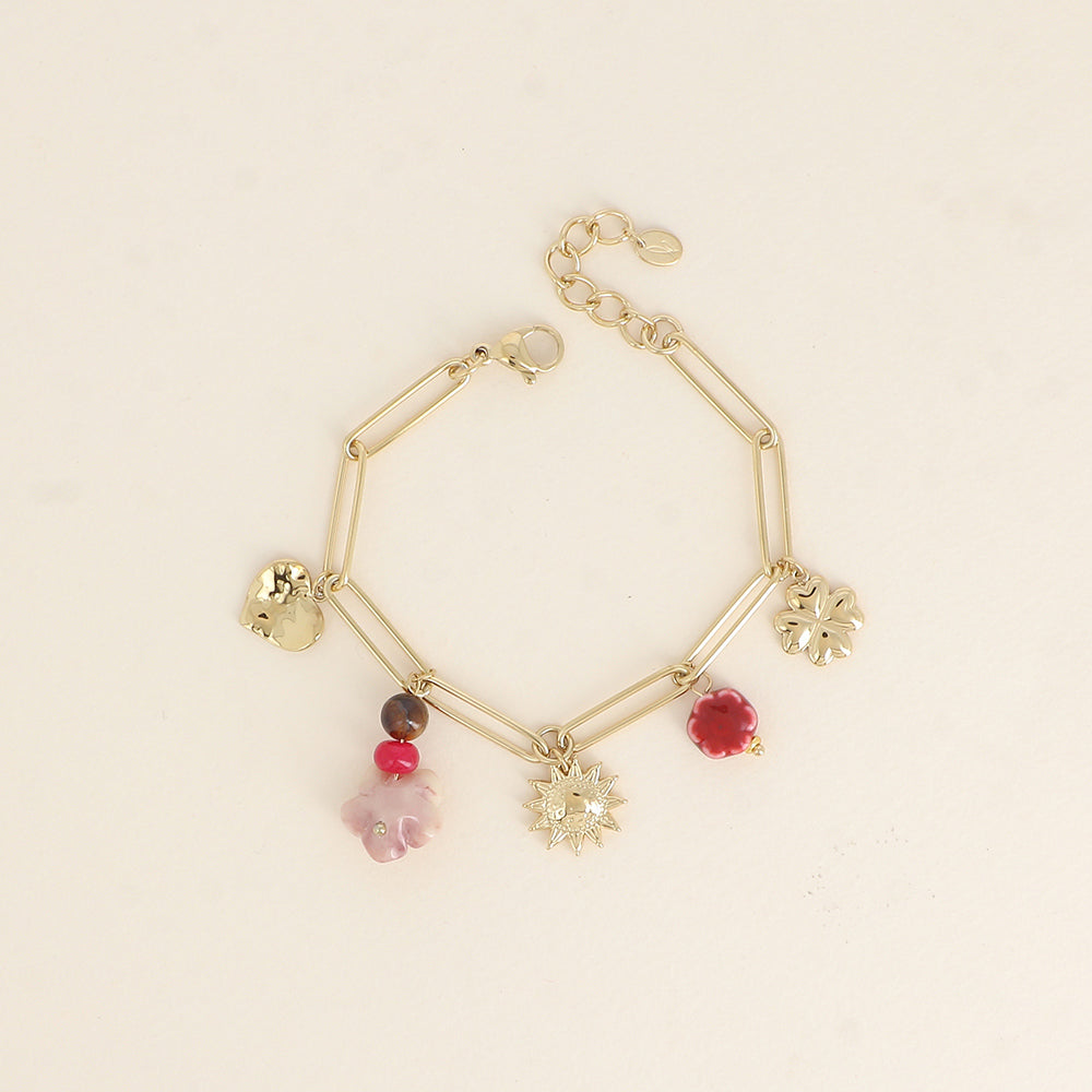 Bracelet - trèfle, soleil, fleurs, cœur (17+3 cm)