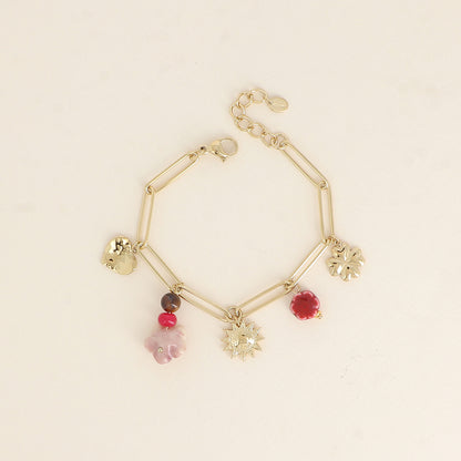 Bracelet - trèfle, soleil, fleurs, cœur (17+3 cm)