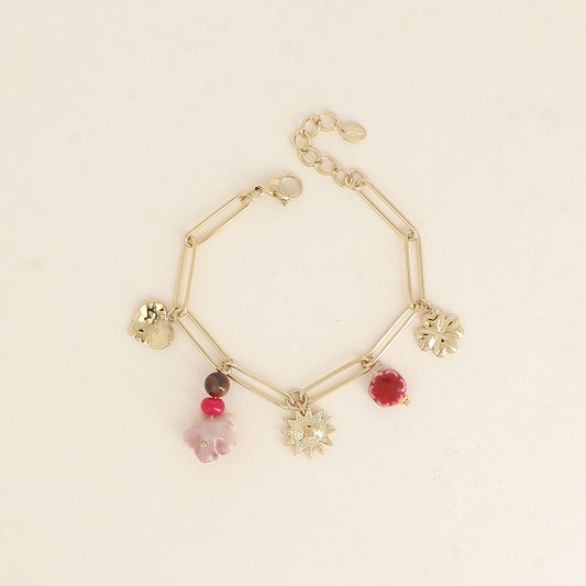 Bracelet - trèfle, soleil, fleurs, cœur (17+3 cm)