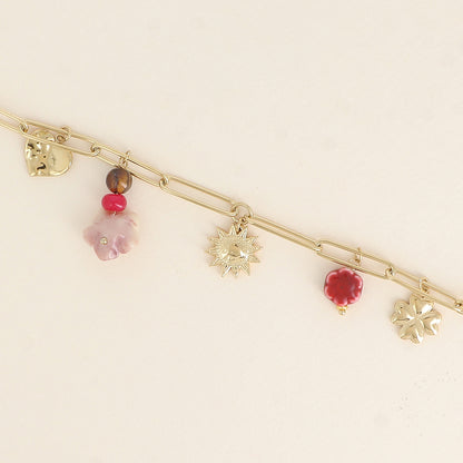 Bracelet - trèfle, soleil, fleurs, cœur (17+3 cm)