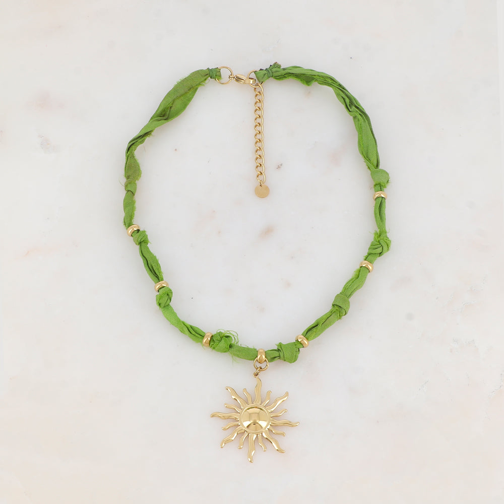 Collier ruban Liberty avec soleil (39+5CM)
