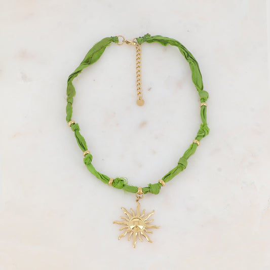 Collier ruban Liberty avec soleil (39+5CM)