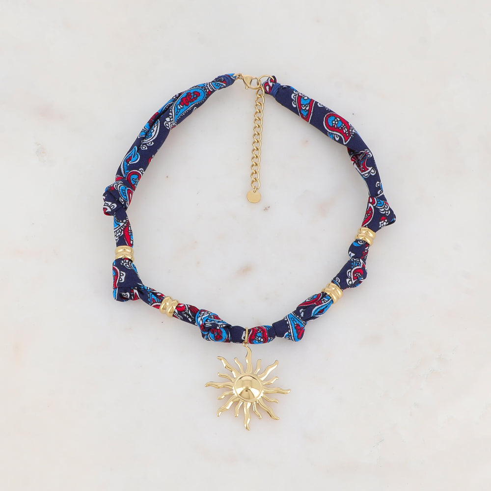 Collier ruban Liberty avec soleil (39+5CM)