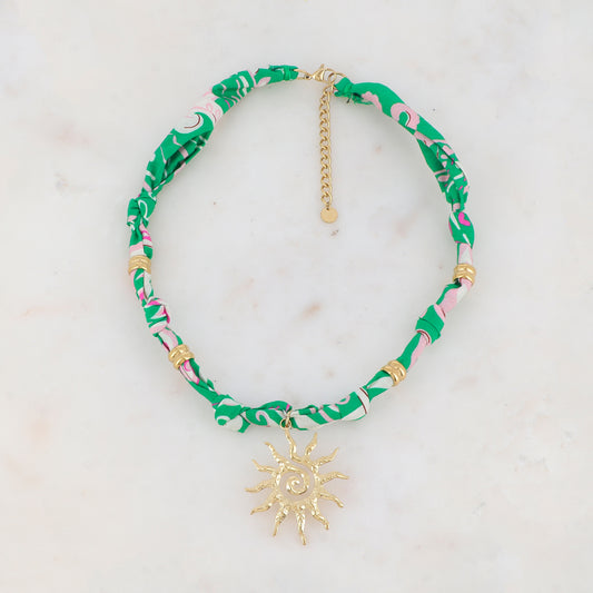 Collier sur ruban avec soleil 39+5 cm