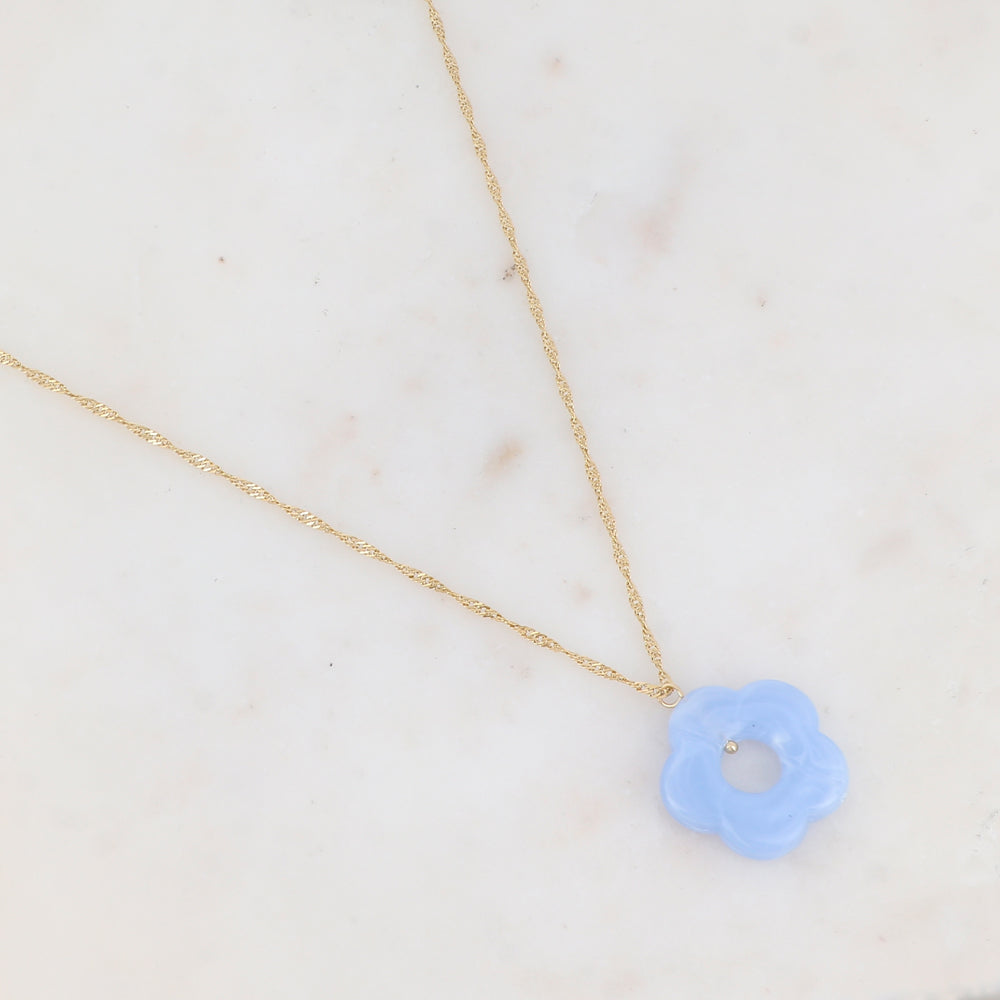 Collier avec fleur en acétate (50+5CM)