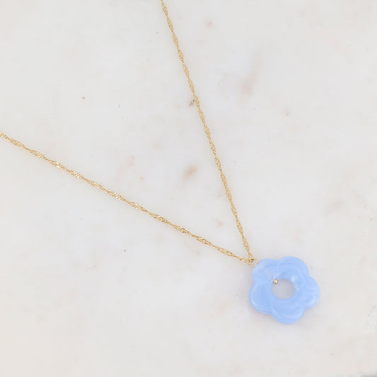 Collier avec fleur en acétate (50+5CM)