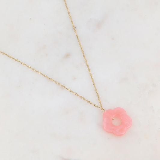 Collier avec fleur en acétate (50+5CM)