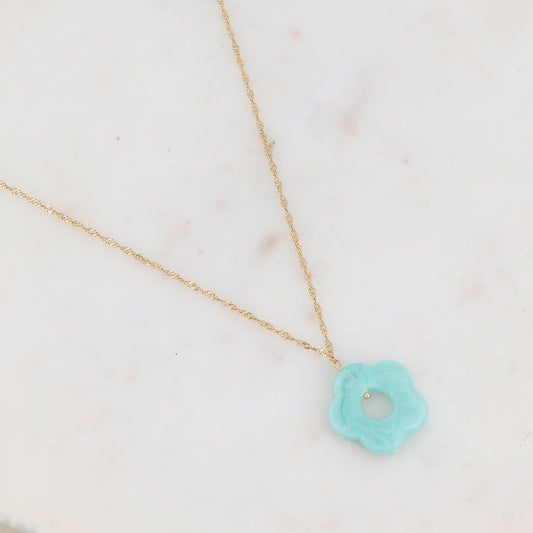 Collier avec fleur en acétate (50+5CM)