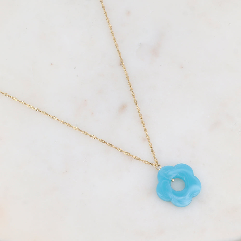 Collier avec fleur en acétate (50+5CM)