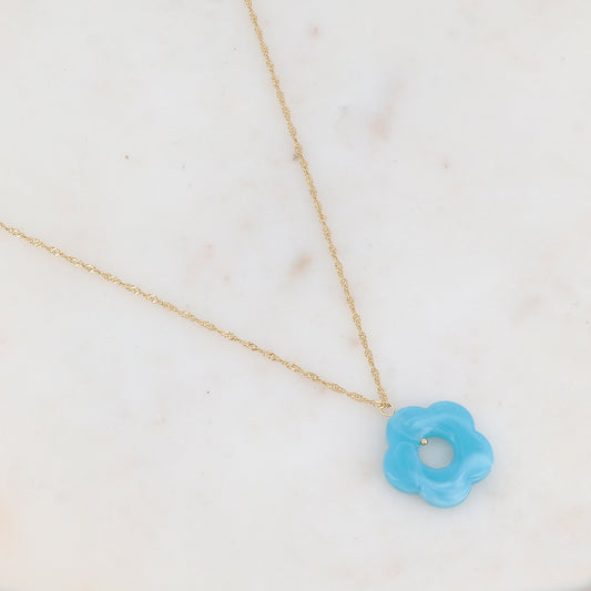 Collier avec fleur en acétate (50+5CM)