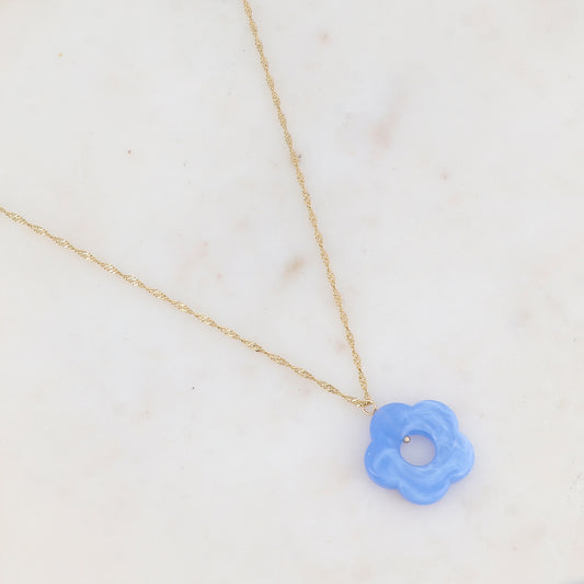 Collier avec fleur en acétate (50+5CM)