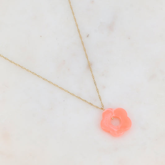 Collier avec fleur en acétate (50+5CM)