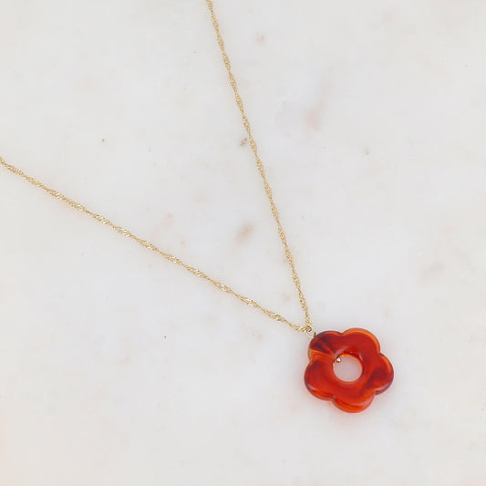Collier avec fleur en acétate (50+5CM)