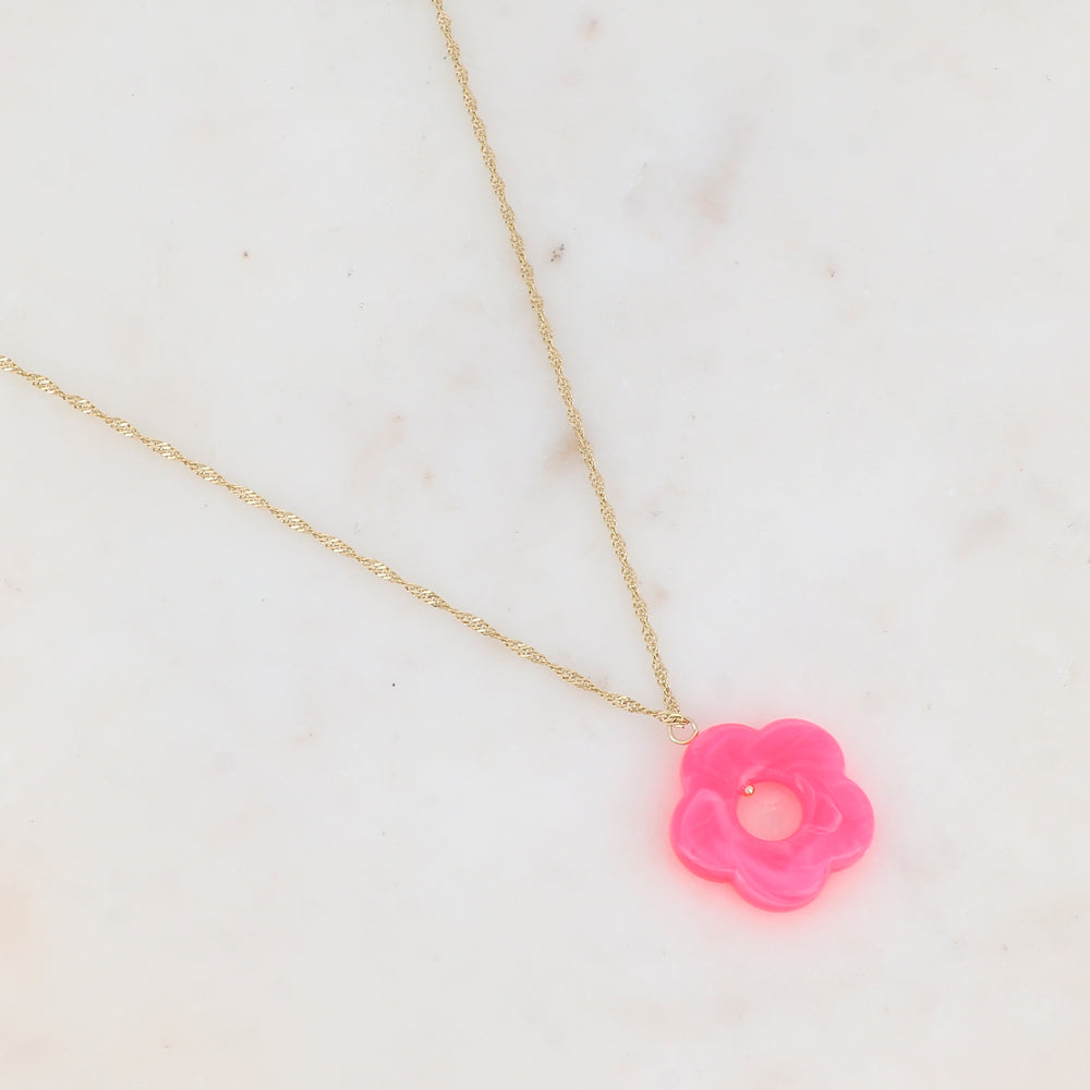 Collier avec fleur en acétate (50+5CM)