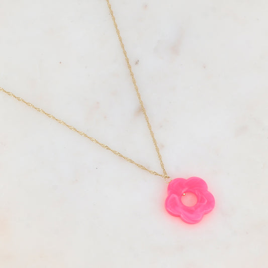 Collier avec fleur en acétate (50+5CM)