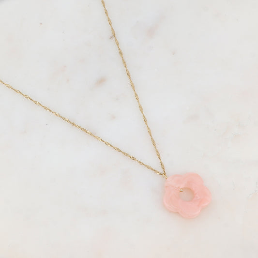 Collier avec fleur en acétate (50+5CM)