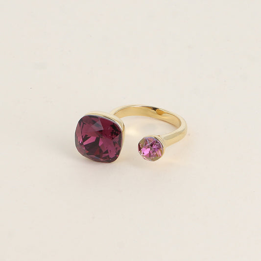 Bague - ornée de 2 cristaux de Swarovski® - Amethyst & Lilac shadow
