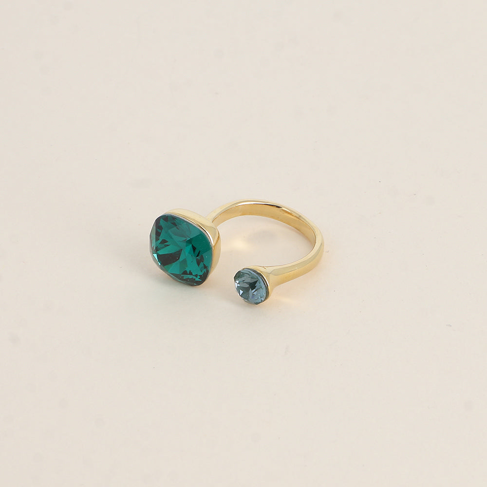 Bague - ornée de 2 cristaux de Swarovski® - Emerald & Pine green ignite