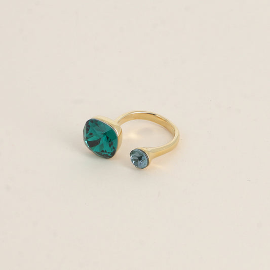 Bague - ornée de 2 cristaux de Swarovski® - Emerald & Pine green ignite