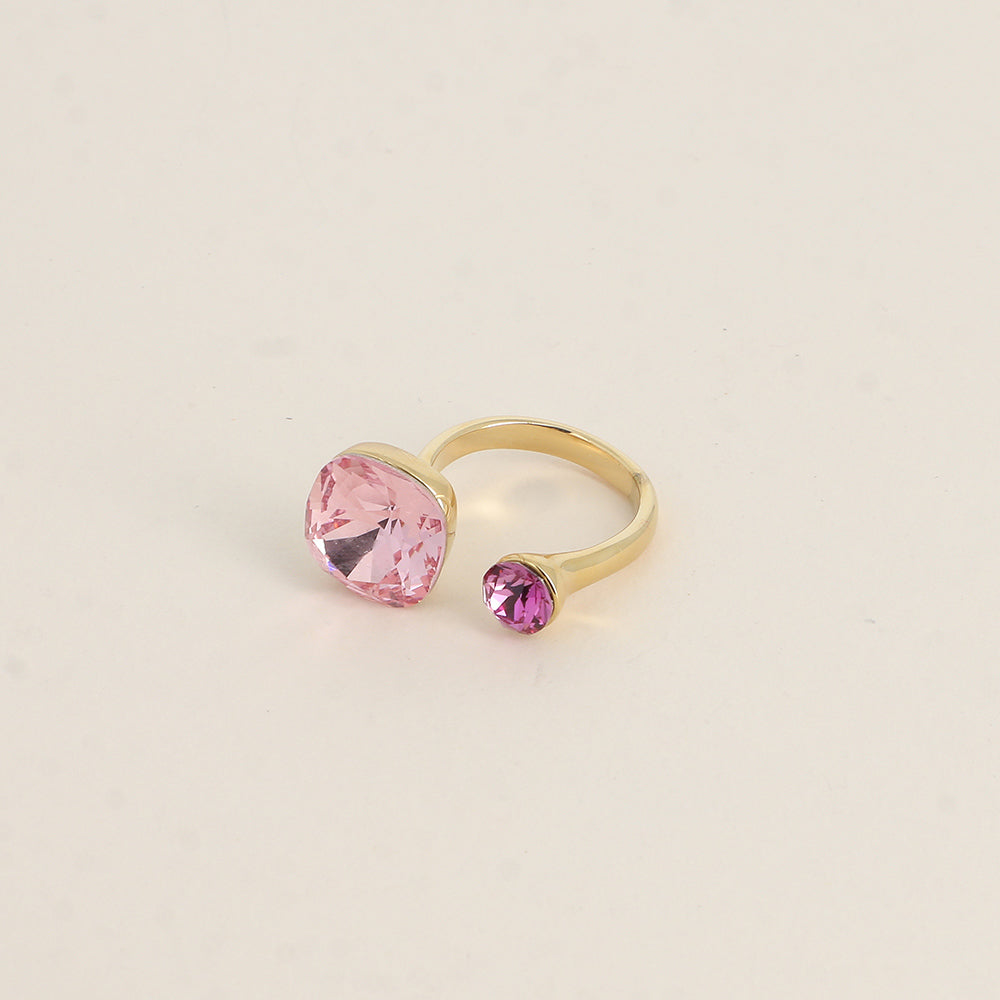 Bague - ornée de 2 cristaux de Swarovski® - Light rose & Dark rose