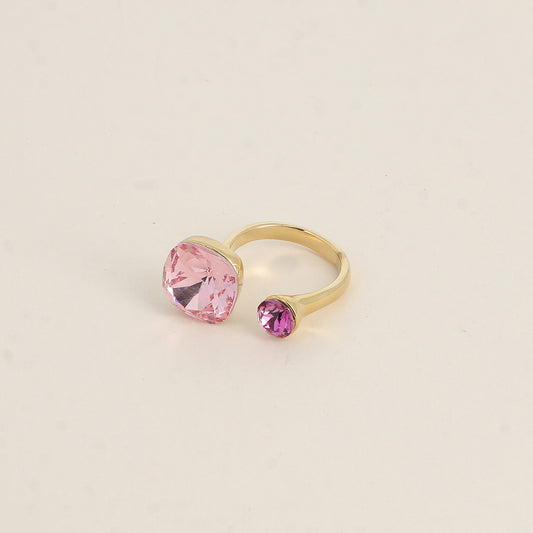 Bague - ornée de 2 cristaux de Swarovski® - Light rose & Dark rose