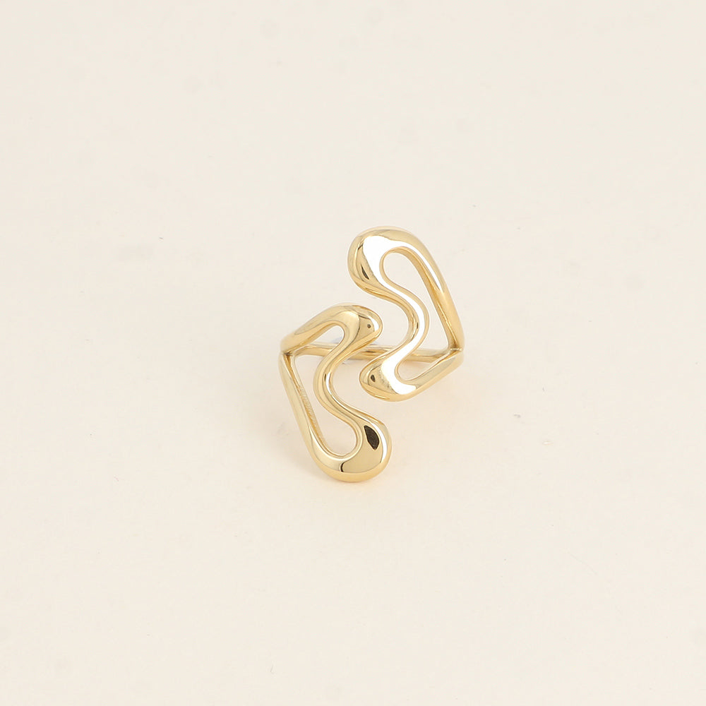 Bague large ouverte - double cœur ajouré