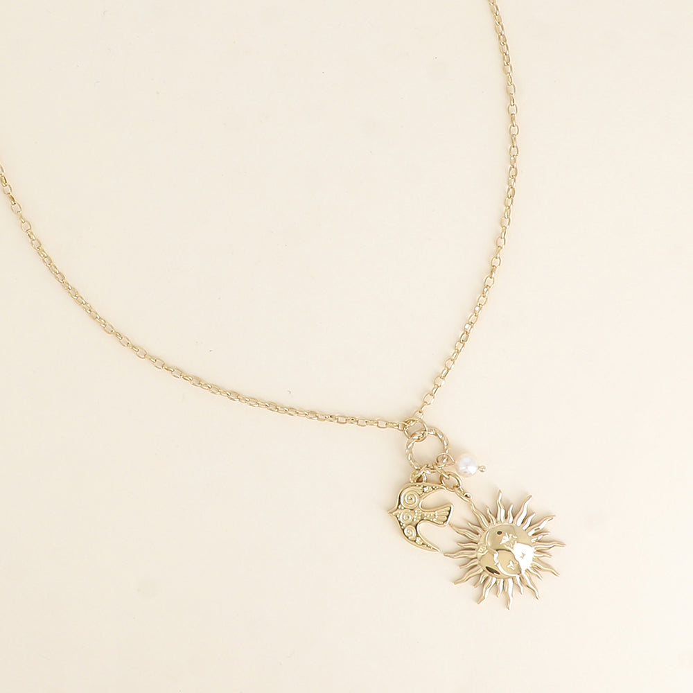 Collier - éclipse, oiseau totem, perle de résine 40+7 cm