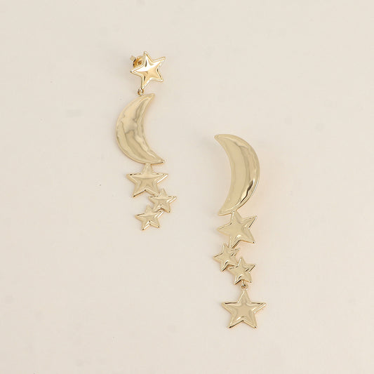 Boucles pendantes - lune et étoiles 15x75 mm