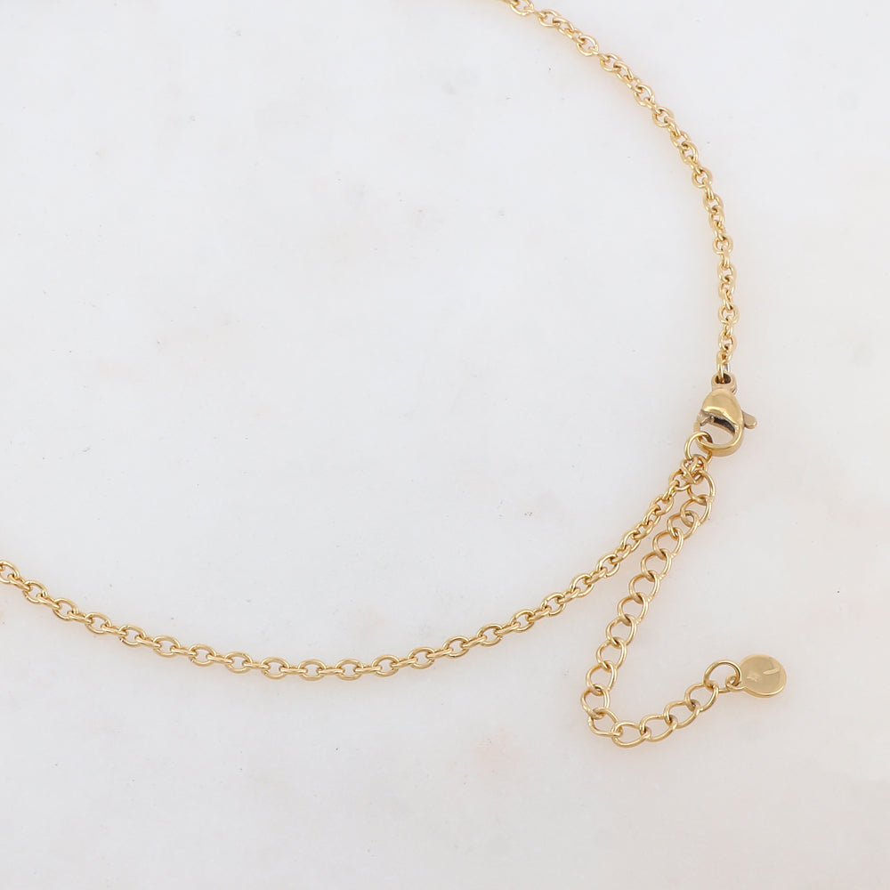 Sautoir en maille avec étoile de mer, oxyde de zirconium et perle d'eau douce (60+5CM)