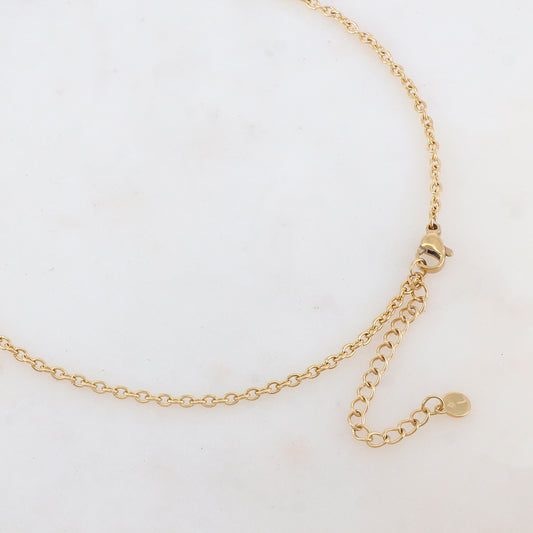 Sautoir en maille avec étoile de mer, oxyde de zirconium et perle d'eau douce (60+5CM)