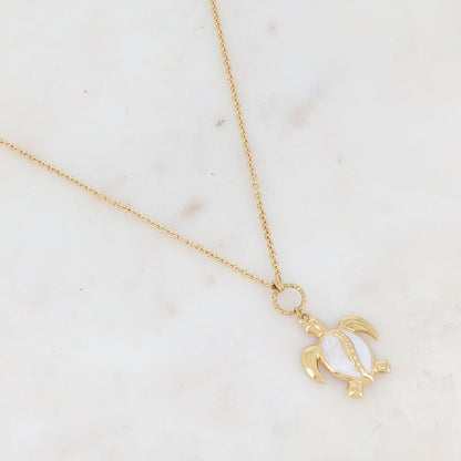 Sautoir avec pendentif forme tortue émaillé (60+5CM)
