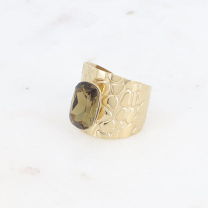 Bague large - anneau écaille et cristal taillé - black diamond