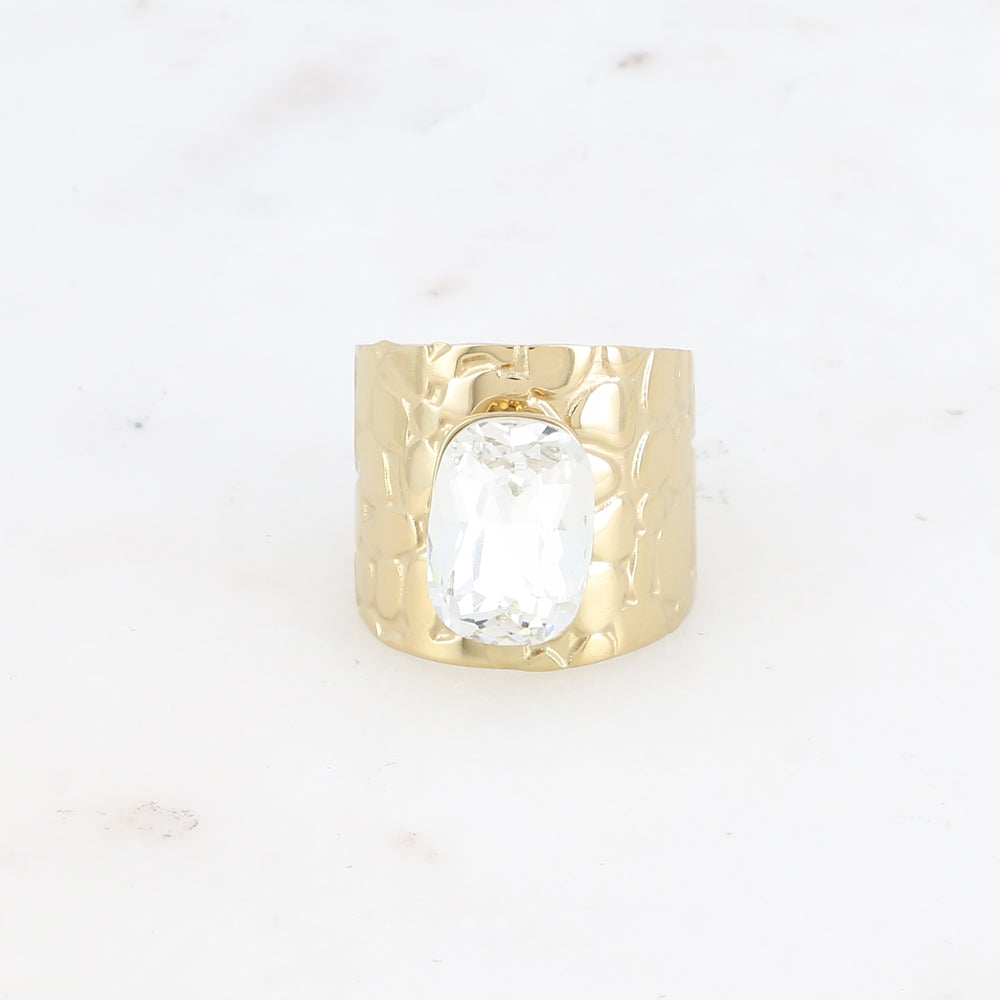 Bague large - anneau écaille et cristal taillé