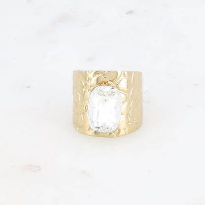 Bague large - anneau écaille et cristal taillé
