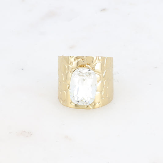 Bague large - anneau écaille et cristal taillé