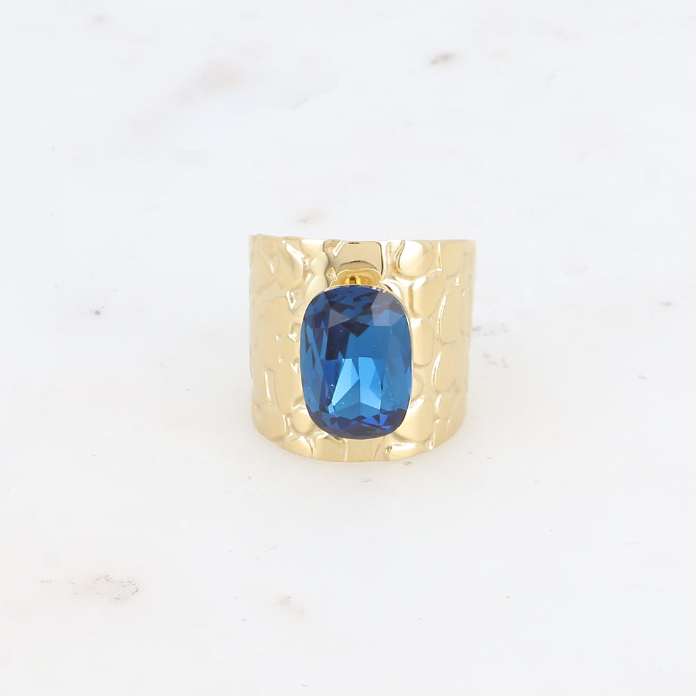 Bague large - anneau écaille et cristal taillé - Montana