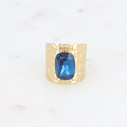 Bague large - anneau écaille et cristal taillé - Montana