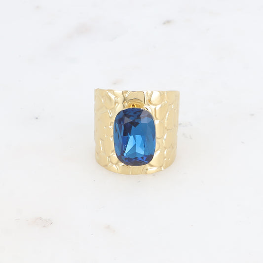 Bague large - anneau écaille et cristal taillé - Montana