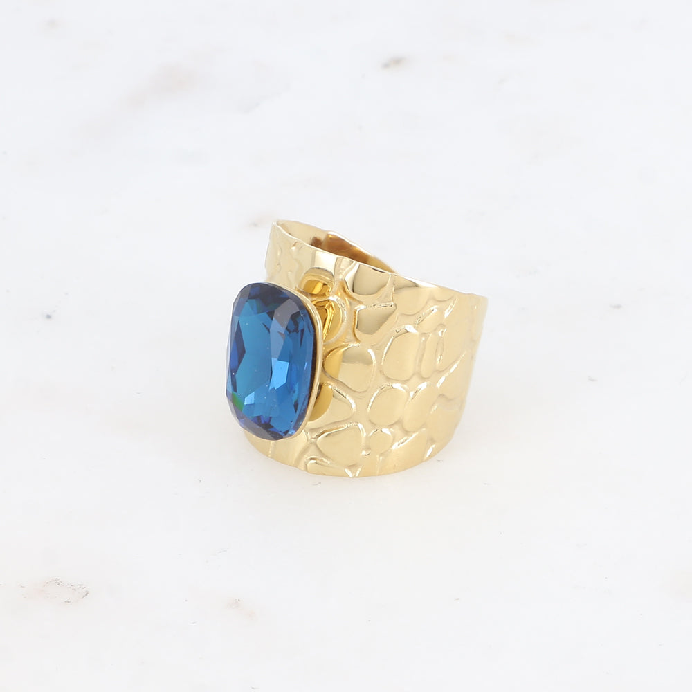 Bague large - anneau écaille et cristal taillé - Montana