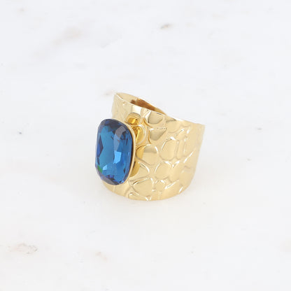 Bague large - anneau écaille et cristal taillé - Montana