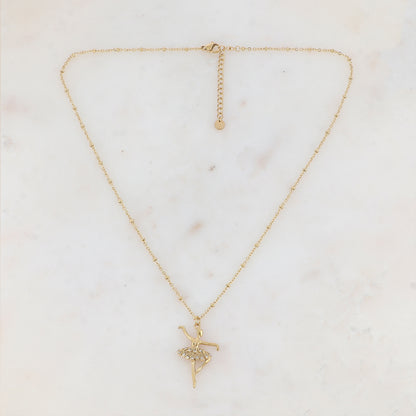 Collier doré avec pendentif forme danseuse embelli de strass 45+5 cm