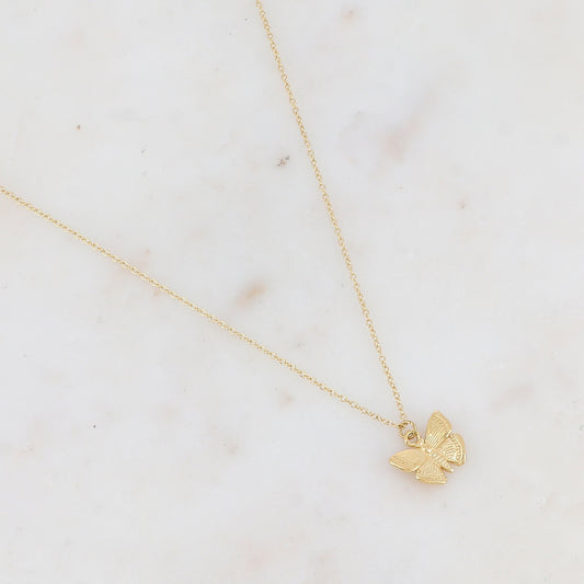 Collier doré avec pendentif forme papillon 40+5 cm