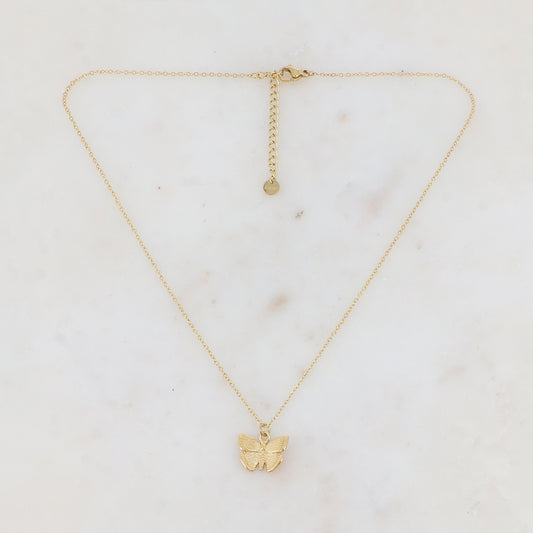 Collier doré avec pendentif forme papillon 40+5 cm