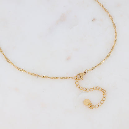 Collier doré avec pampille en forme cœur avec un effet miroir 50+5 cm