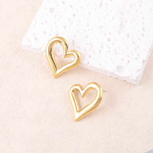 B.O à puce avec cœur ajouré effet brossé 2,85 x 3,3 cm