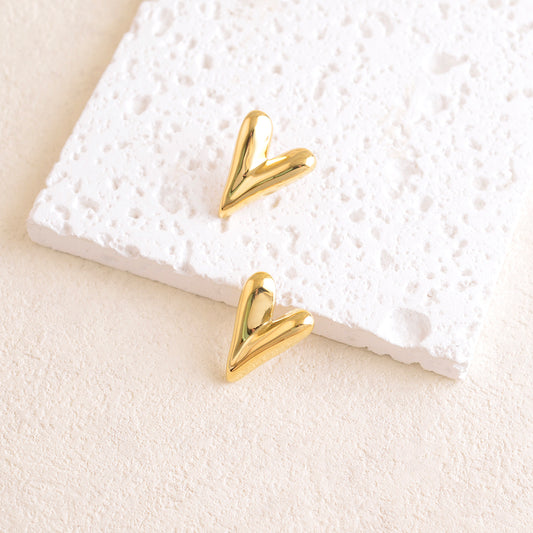 B.O à puce avec cœur lisse, effet miroir 1,8 x 2,3 cm