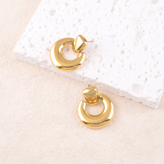 B.O à puce avec pendent ajouré lisse, effet miroir 2,3 x 2,7 cm