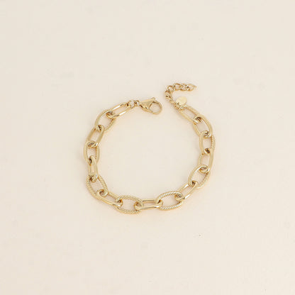 Bracelet - maille aux anneaux ovales lisses et torsadés (19+3 cm)